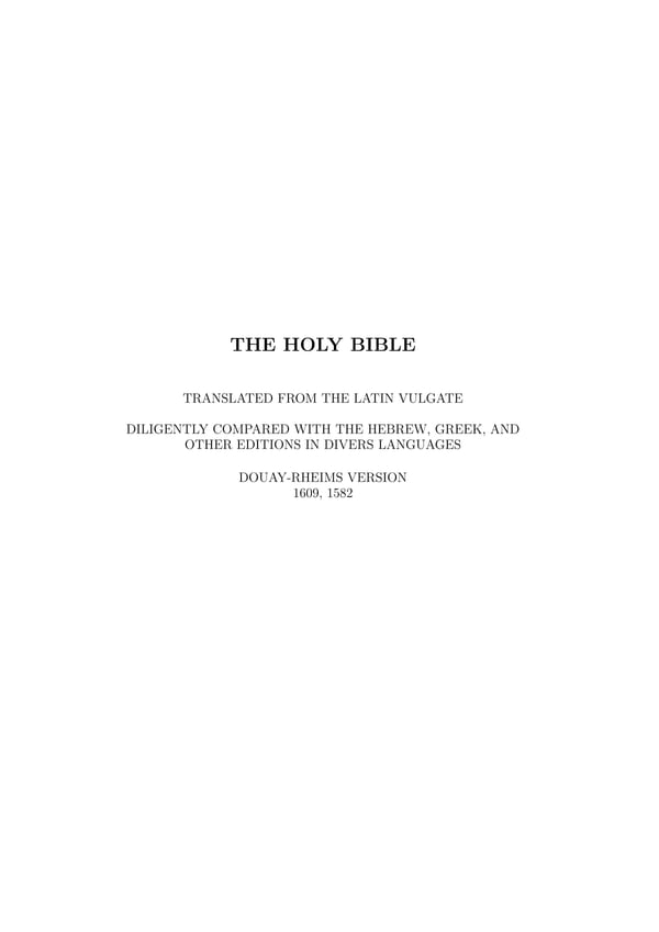 The Holy Bible: Douay-Rheims
