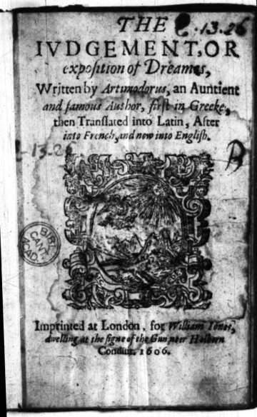 The Judgement or Exposition of Dreames