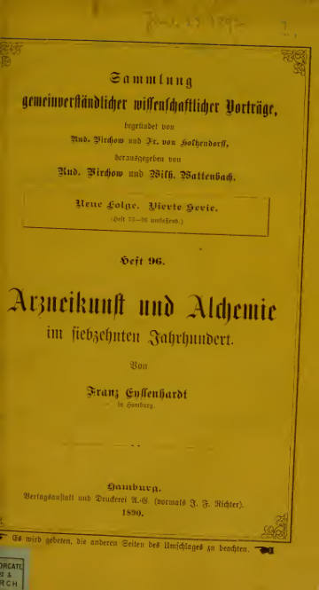 Arzneikunst und Alchemie im siebzehnten Jahrhundert