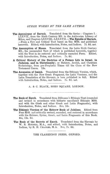 The Book of Jubilees, or The Little Genesis