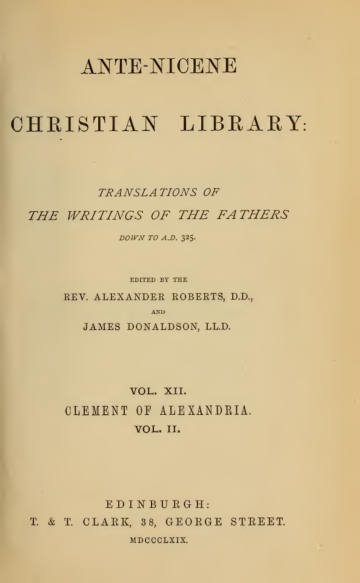 The Writings of Clement of Alexandria, Vol. II