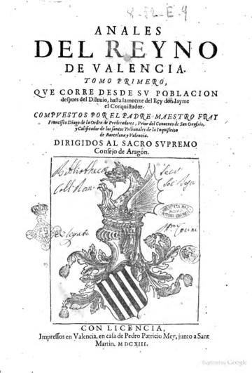Anales del Reyno de Valencia, Tomo Primero