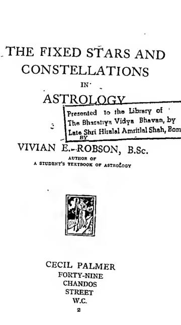 The Fixed Stars and Constellations in Astrology