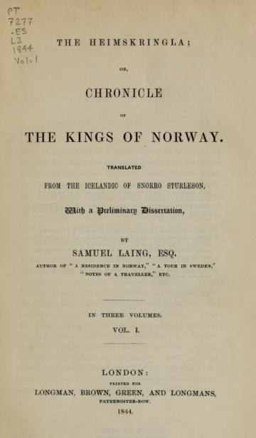 The Heimskringla, or Chronicle of the Kings of Norway