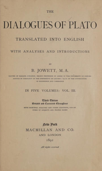 The Dialogues of Plato, Vol. III
