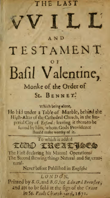 The Last Will and Testament of Basil Valentine