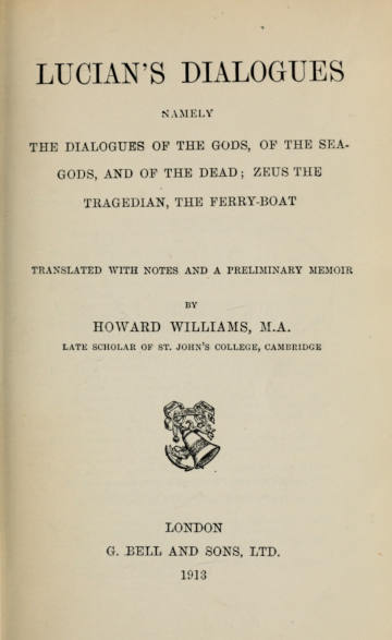 Dialogues of the Gods, the Sea-Gods and the Dead