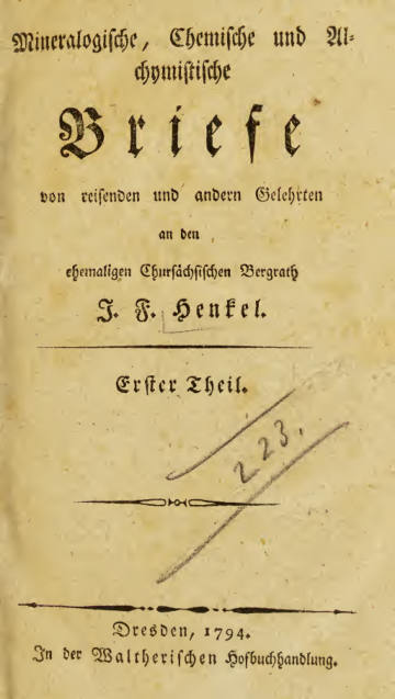 Mineralogische, chemische und alchymistische Briefe, Vol. I