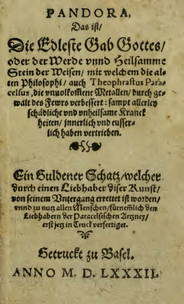 Pandora, das ist die edleste Gab Gottes