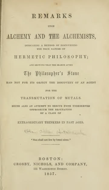 Remarks upon Alchemy and the Alchemists