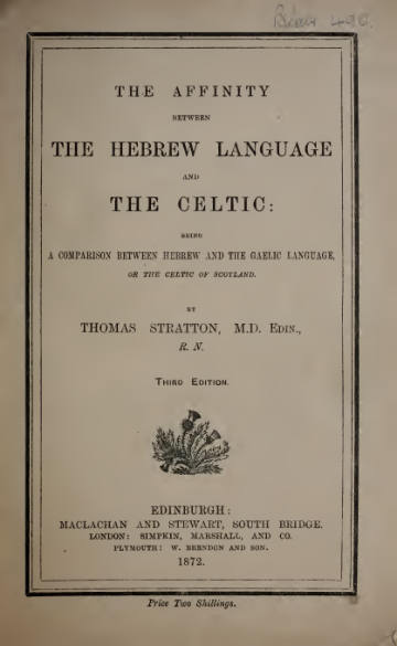 The Affinity Between the Hebrew Language and the Celtic
