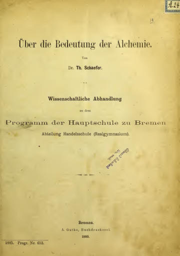 Über die Bedeutung der Alchemie