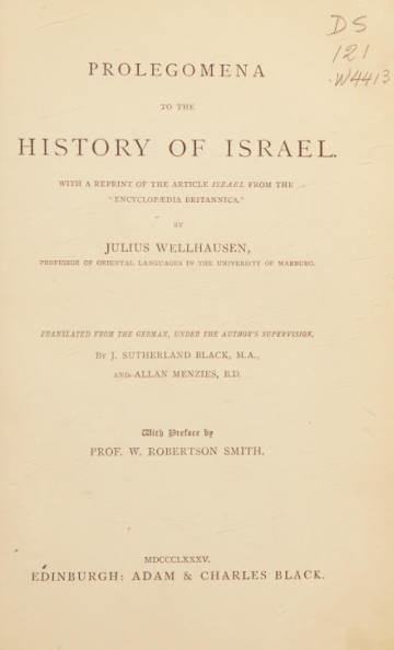 Prolegomena to the History of Israel